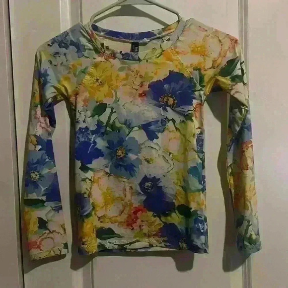 Polo Ralph Lauren Kids Girls Swim Shirt size S 7 Floral Long Sleeve Rashguard - Picture 1 of 6